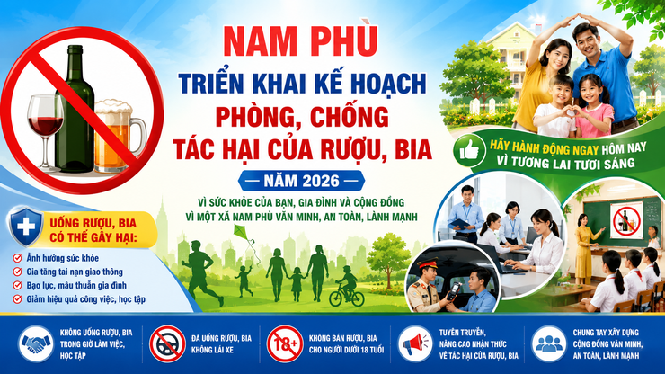 Nam Phù: Triển khai kế hoạch phòng, chống tác hại của rượu, bia năm 2026- Ảnh 1.