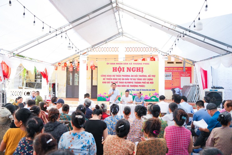 Thượng Phúc lấy ý kiến nhân dân thôn Đức Trạch về dự thảo phương án bồi thường, hỗ trợ triển khai Dự án Khu đô thị thể thao Olympic- Ảnh 1.