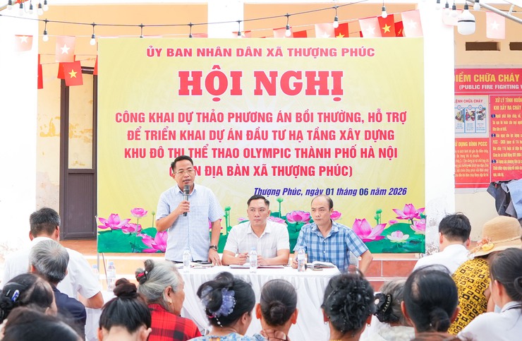 Thượng Phúc lấy ý kiến nhân dân thôn Đức Trạch về dự thảo phương án bồi thường, hỗ trợ triển khai Dự án Khu đô thị thể thao Olympic- Ảnh 2.