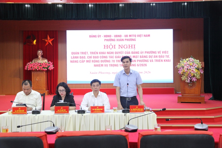 Phường Xuân Phương quán triệt, triển khai Nghị quyết về công tác GPMB Dự án đường 70 và triển khai nhiệm vụ trọng tâm tháng 6/2026- Ảnh 4.