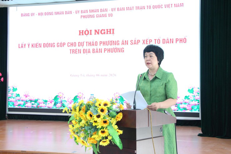 Hội nghị lấy ý kiến đóng góp cho dự thảo phương án sắp xếp tổ dân phố trên địa bàn phường- Ảnh 1.