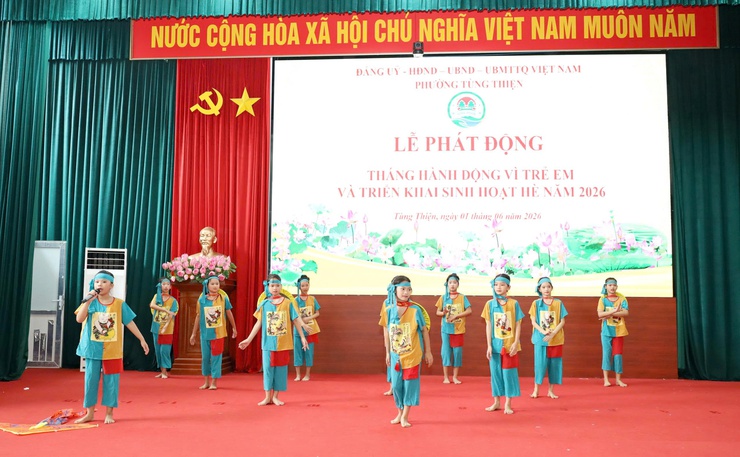 Phường Tùng Thiện phát động Tháng hành động vì trẻ em và khai mạc sinh hoạt hè năm 2026- Ảnh 1.