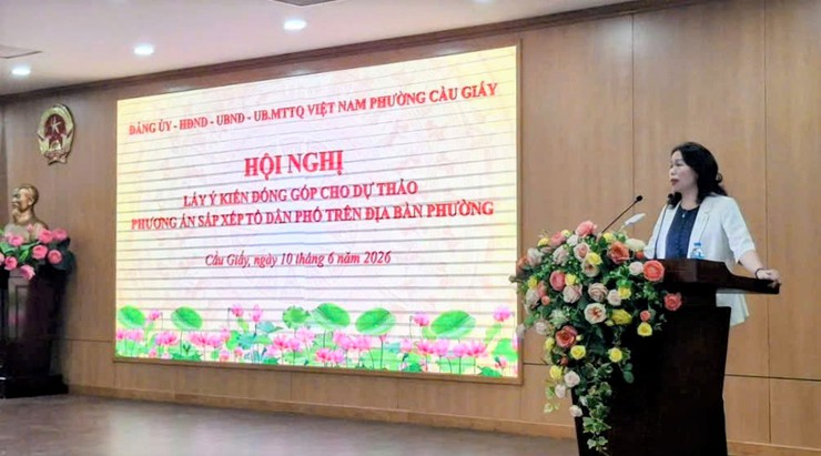 Cầu Giấy: Lấy ý kiến đóng góp dự thảo về phương án sắp xếp tổ dân phố trên địa bàn phường.- Ảnh 2.