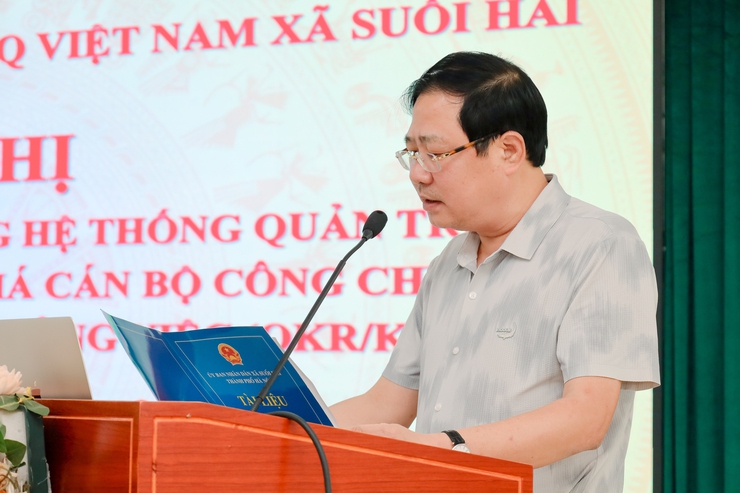 Xã Suối Hai tổ chức tập huấn hệ thống quản trị thực thi nhiệm vụ và đánh giá cán bộ theo (OKR/KPI) - Ảnh 1.