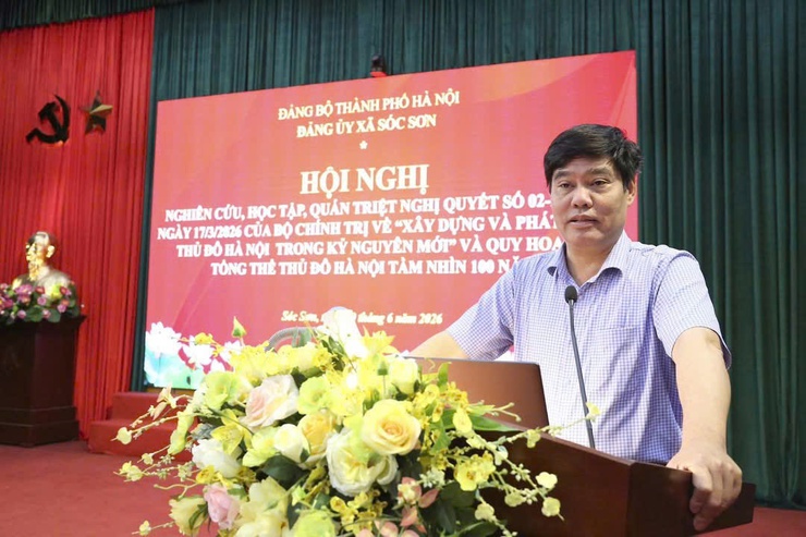 ĐẢNG ỦY XÃ SÓC SƠN TỔ CHỨC HỘI NGHỊ NGHIÊN CỨU, HỌC TẬP VÀ QUÁN TRIỆT NGHỊ QUYẾT SỐ 02-NQ/TW NGÀY 17/3/2026 CỦA BỘ CHÍNH TRỊ- Ảnh 3.