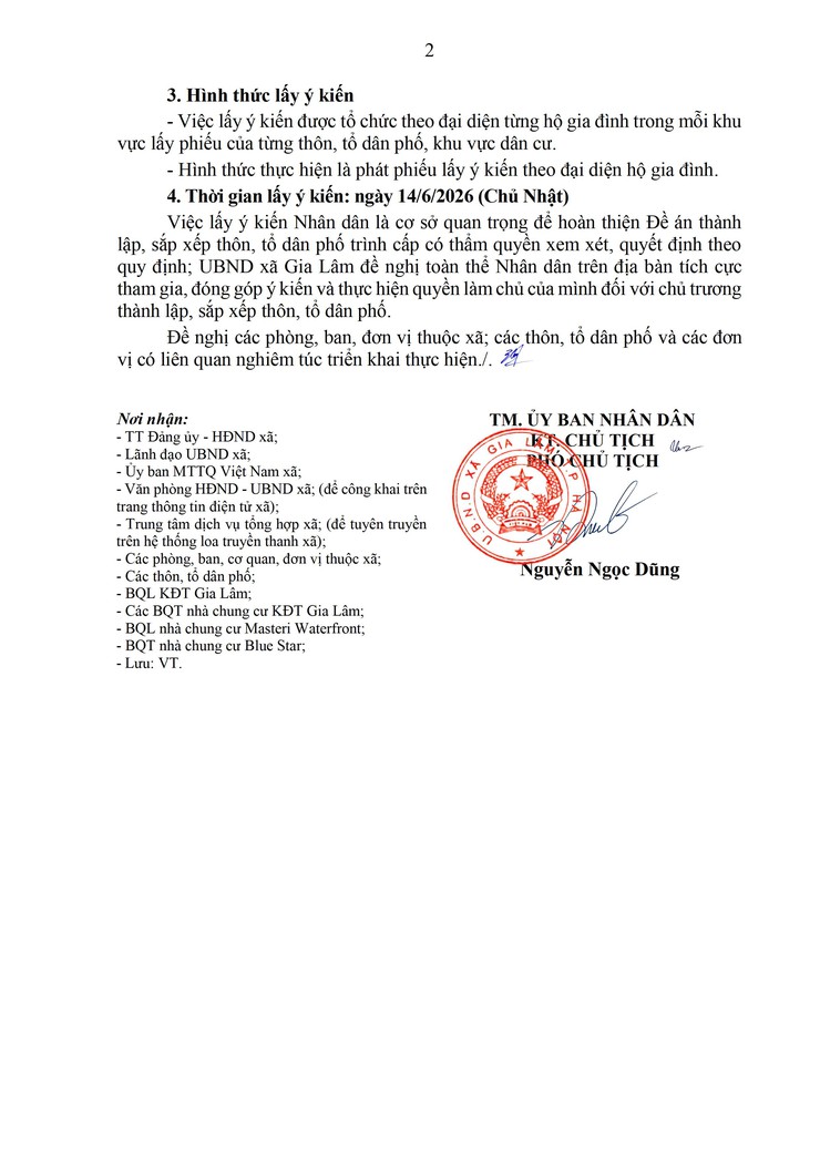 Thông báo về việc tổ chức lấy ý kiến Nhân dân đối với Đề án thành lập, sắp xếp thôn, tổ dân phố trên địa bàn xã Gia Lâm- Ảnh 2.