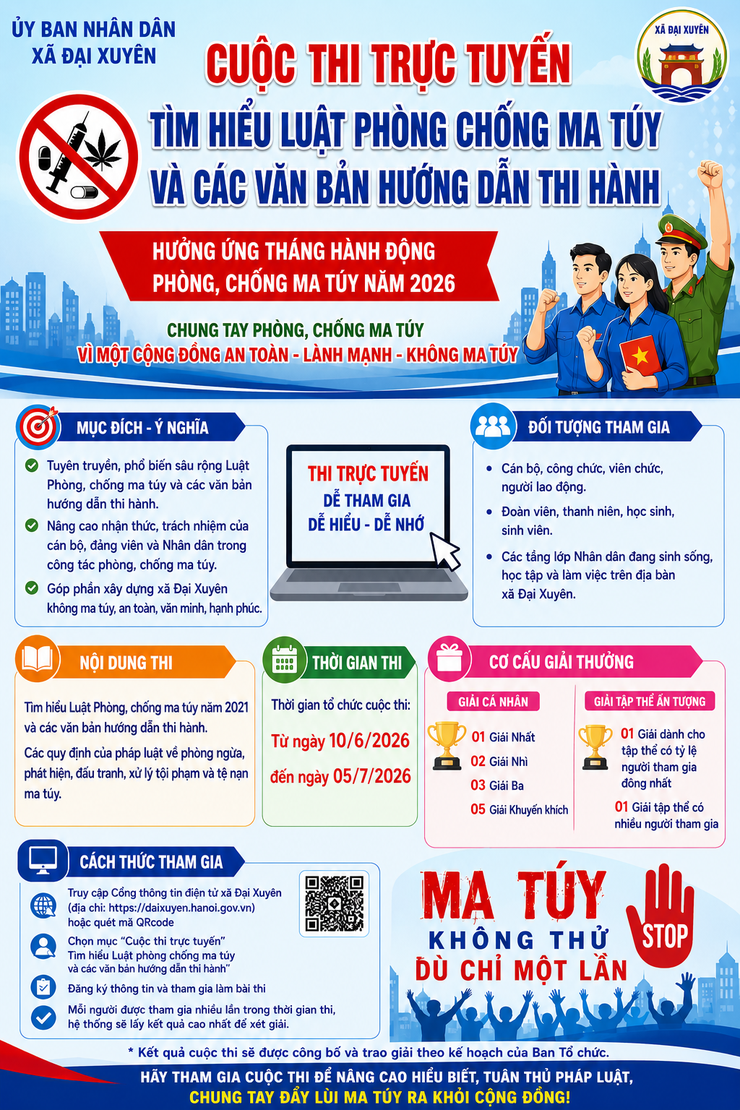 Hưởng ứng Tháng hành động phòng, chống ma túy: Tham gia Cuộc thi trực tuyến tìm hiểu Luật Phòng, chống ma túy năm 2026- Ảnh 1.