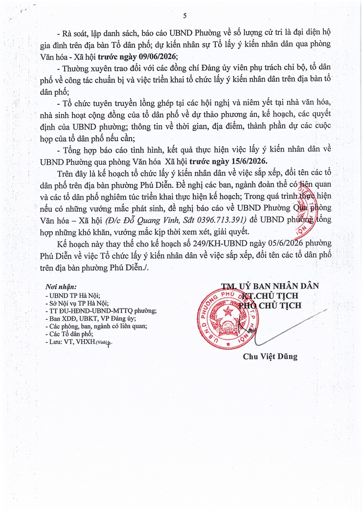 Kế hoạch tổ chức lấy ý kiến nhân dân về việc sắp xếp, đổi tên các tổ dân phố trên địa bàn phường Phú Diễn- Ảnh 5.