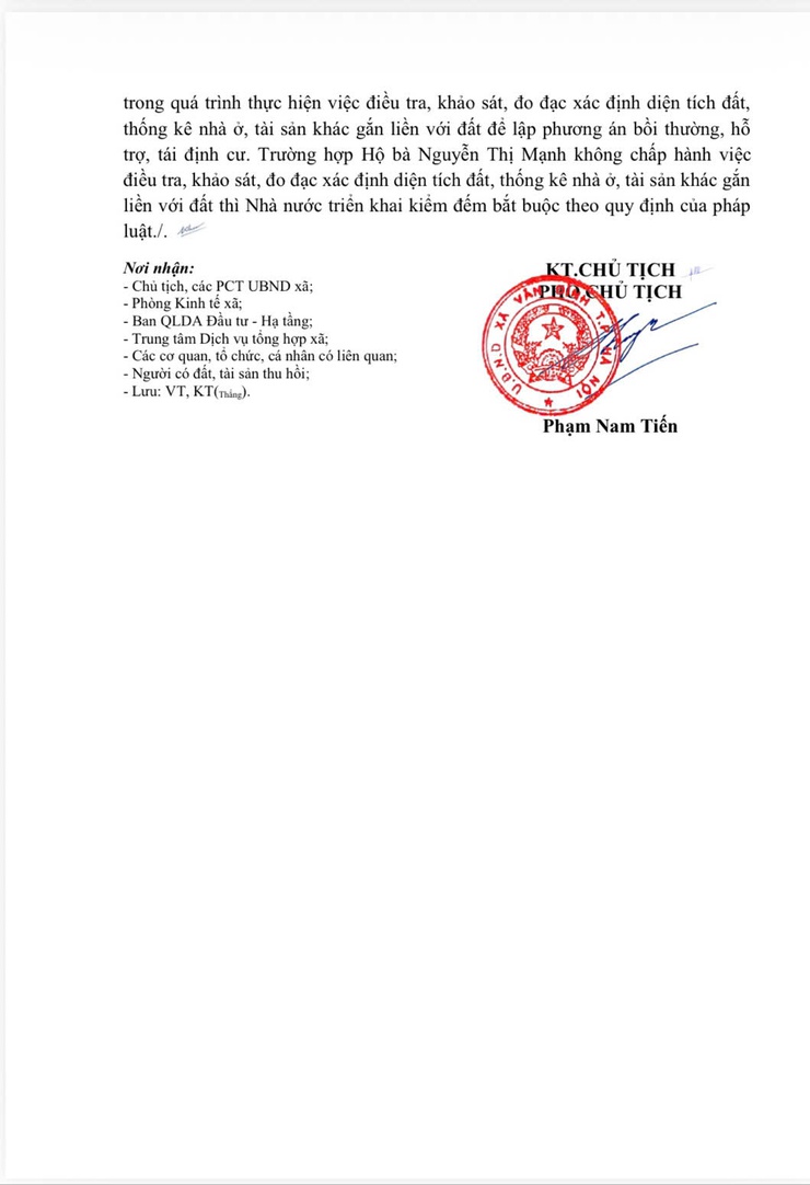THÔNG BÁO THU HỒI ĐẤT
Để thực hiện dự án: Xây dựng HTKT khu 1 - Trung tâm thương mại dịch vụ đất ở mới thị trấn Vân Đình, huyện Ứng Hoà, thành phố Hà Nội
- Ảnh 4.
