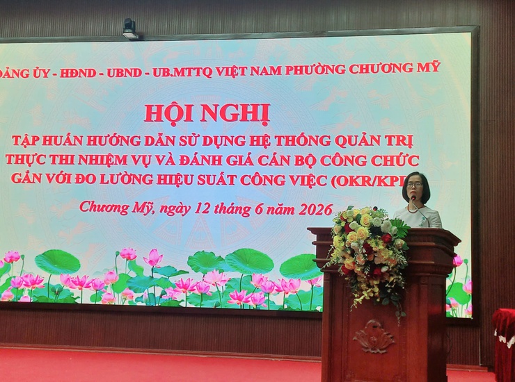 Phường Chương Mỹ tập huấn sử dụng hệ thống quản trị công việc HaNoiWork theo OKR/KPI- Ảnh 2.