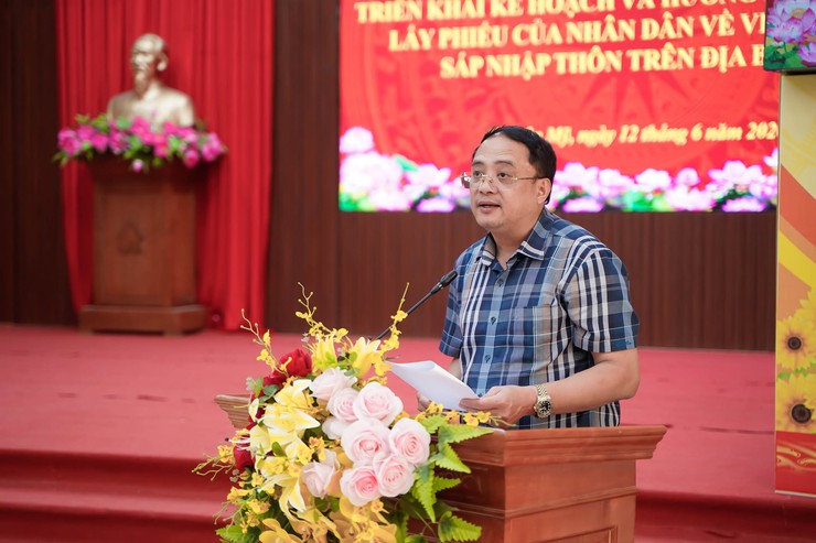 Chuyên Mỹ triển khai hướng dẫn lấy ý kiến Nhân dân về Đề án sắp xếp thôn trên địa bàn xã- Ảnh 1.