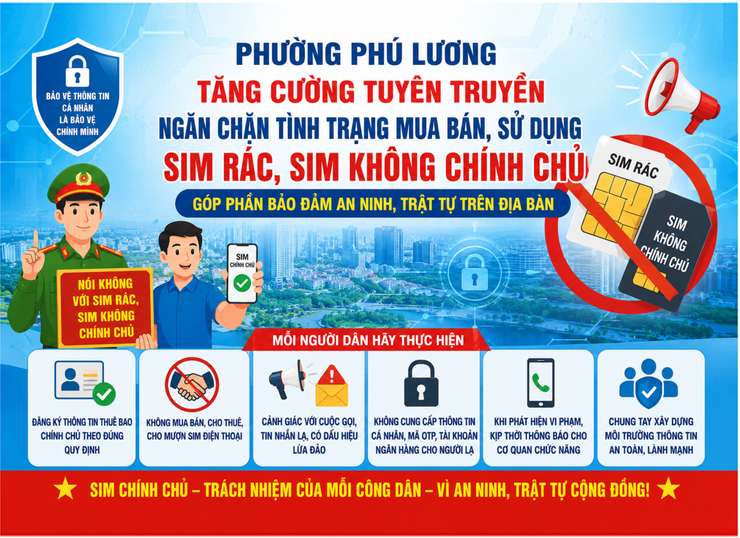 Phường Phú Lương tăng cường tuyên truyền ngăn chặn tình trạng mua bán, sử dụng sim rác, sim không chính chủ, góp phần bảo đảm an ninh, trật tự trên địa bàn- Ảnh 1.