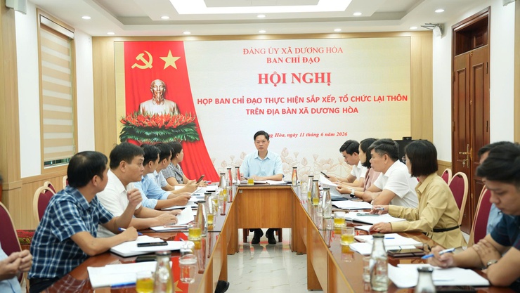 Xã Dương Hoà họp BCĐ thực hiện sắp xếp, tổ chức lại thôn trên địa bàn - Ảnh 1.