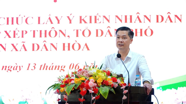 HỘI NGHỊ TRIỂN KHAI LẤY Ý KIẾN NHÂN DÂN VỀ ĐỀ ÁN SẮP XẾP THÔN, TỔ DÂN PHỐ TẠI XÃ DÂN HÒA- Ảnh 2.