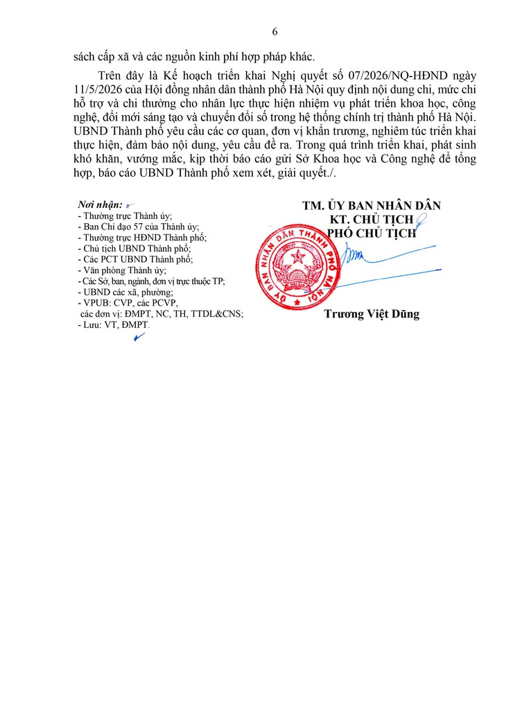 TRIỂN KHAI THỰC HIỆN NGHỊ QUYẾT SỐ 07/2026/NQ-HĐND NGÀY 11/5/2026 CỦA HĐND THÀNH PHỐ QUY ĐỊNH NỘI DUNG CHI, MỨC HỖ TRỢ VÀ CHI THƯỞNG CHO NHÂN LỰC THỰC HIỆN NHIỆM VỤ PHÁT TRIỂN KH,CN,CĐS TRONG HỆ THỐNG CHÍNH TRỊ TP HÀ NỘI- Ảnh 6.