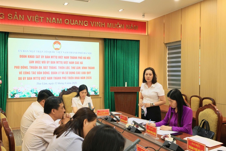 Đoàn khảo sát của Ủy ban MTTQ Việt Nam thành phố Hà Nội làm việc với các xã Phù Đổng, Thuận An, Bát Tràng, Thiên Lộc, Thư Lâm và Vĩnh Thanh về công tác vận động, quản lý và sử dụng các loại Quỹ- Ảnh 10.
