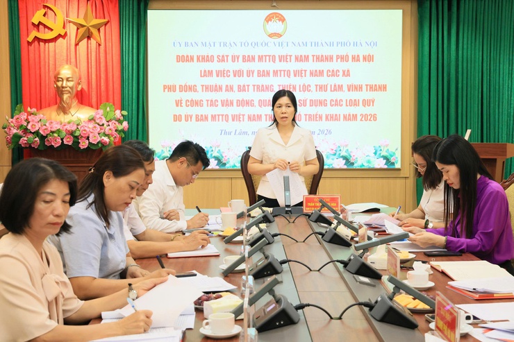 Đoàn khảo sát của Ủy ban MTTQ Việt Nam thành phố Hà Nội làm việc với các xã Phù Đổng, Thuận An, Bát Tràng, Thiên Lộc, Thư Lâm và Vĩnh Thanh về công tác vận động, quản lý và sử dụng các loại Quỹ- Ảnh 2.