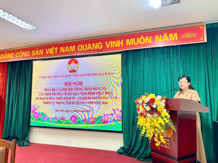 UB MTTQ VIỆT NAM PHƯỜNG BẠCH MAI TỔ CHỨC HỘI NGHỊ PHẢN BIỆN XÃ HỘI ĐỐI VỚI DỰ THẢO BÁO CÁO KẾT QUẢ THỰC HIỆN KẾ HOẠCH PHÁT TRIỂN KINH TẾ - XÃ HỘI 6 THÁNG ĐẦU NĂM VÀ PHƯƠNG HƯỚNG, NHIỆM VỤ TRỌNG TÂM 6 THÁNG CUỐI NĂM 2026.- Ảnh 9.