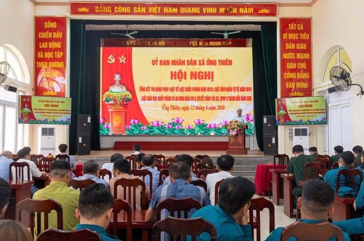 XÃ ỨNG THIÊN TỔNG KẾT THI HÀNH CÁC LUẬT VỀ QUỐC PHÒNG, QUÂN SỰ VÀ SƠ KẾT NHIỆM VỤ QUỐC PHÒNG, QUÂN SỰ ĐỊA PHƯƠNG 6 THÁNG ĐẦU NĂM 2026- Ảnh 3.
