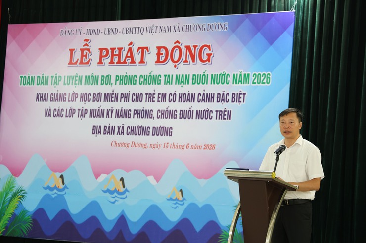 Sôi nổi Lễ phát động Toàn dân tập luyện môi bơi và phòng chống đuối nước năm 2026 tại xã Chương Dương- Ảnh 2.
