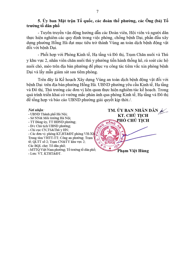 PHƯỜNG HỒNG HÀ TRIỂN KHAI XÂY DỰNG VÙNG AN TOÀN DỊCH BỆNH ĐỘNG VẬT ĐỐI VỚI BỆNH DẠI- Ảnh 7.