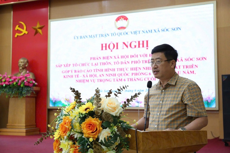 ỦY BAN MTTQ XÃ SÓC SƠN TỔ CHỨC HỘI NGHỊ PHẢN BIỆN XÃ HỘI ĐỐI VỚI ĐỀ ÁN SẮP XẾP TỔ CHỨC LẠI THÔN, TỔ DÂN PHỐ TRÊN ĐỊA BÀN XÃ- Ảnh 3.