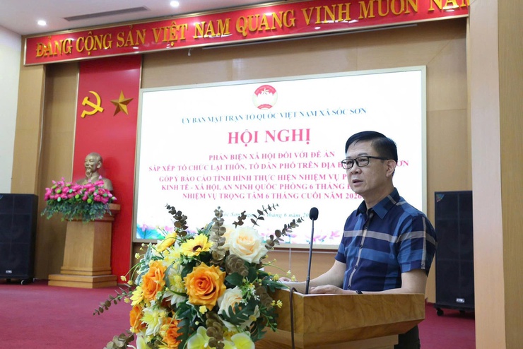 ỦY BAN MTTQ XÃ SÓC SƠN TỔ CHỨC HỘI NGHỊ PHẢN BIỆN XÃ HỘI ĐỐI VỚI ĐỀ ÁN SẮP XẾP TỔ CHỨC LẠI THÔN, TỔ DÂN PHỐ TRÊN ĐỊA BÀN XÃ- Ảnh 7.