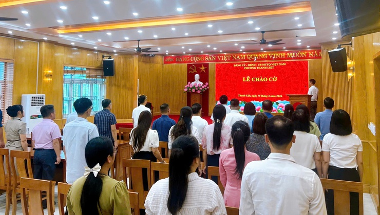 Phường Thanh Liệt tổ chức Lễ chào cờ tháng 6 năm 2026- Ảnh 1.