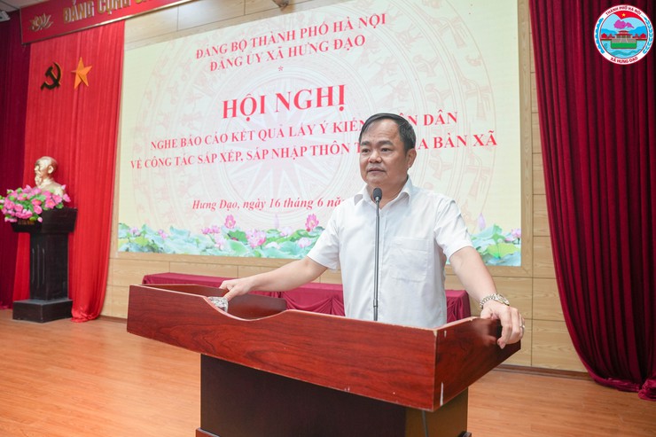 HỘI NGHỊ NGHE BÁO CÁO KẾT QUẢ LẤY Ý KIẾN NHÂN DÂN VỀ CÔNG TÁC SẮP XẾP, SÁP NHẬP THÔN DÂN CƯ TRÊN ĐỊA BÀN XÃ HƯNG ĐẠO- Ảnh 4.