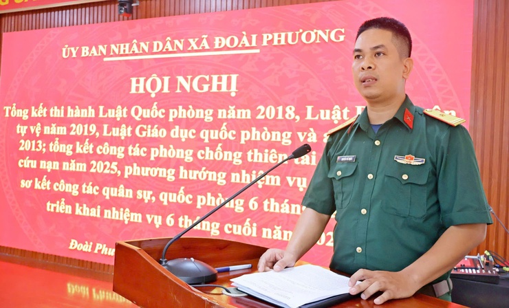 Xã Đoài Phương sơ kết công tác quân sự, quốc phòng 6 tháng đầu năm 2026 và tổng kết thi hành các Luật về quốc phòng, an ninh


- Ảnh 1.