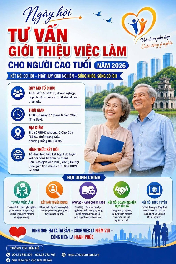 NGÀY HỘI TƯ VẤN, GIỚI THIỆU VIỆC LÀM CHO NGƯỜI CAO TUỔI NĂM 2026: MỞ RỘNG CƠ HỘI VIỆC LÀM, PHÁT HUY GIÁ TRỊ KINH NGHIỆM- Ảnh 1.