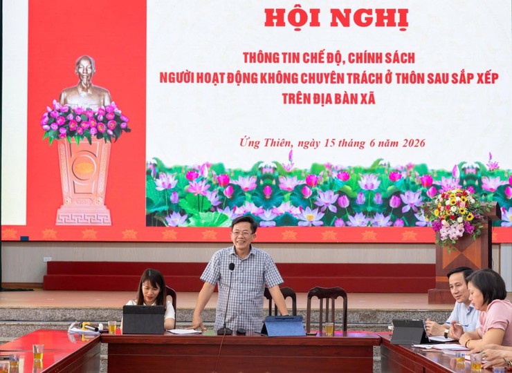 Ứng Thiên tổ chức hội nghị thông tin chế độ, chính sách đối với người hoạt động không chuyên trách ở thôn sau sắp xếp- Ảnh 4.