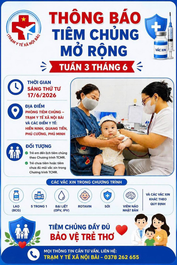 Thông báo về việc tổ chức tiêm chủng mở rộng định kỳ tuần 3 tháng 6 năm 2026- Ảnh 1.