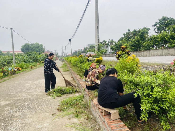 Ra quân vệ sinh môi trường, gắn biển công trình "Tuyến đường nở hoa" tại khu vực Đình Vân Cốc- Ảnh 6.