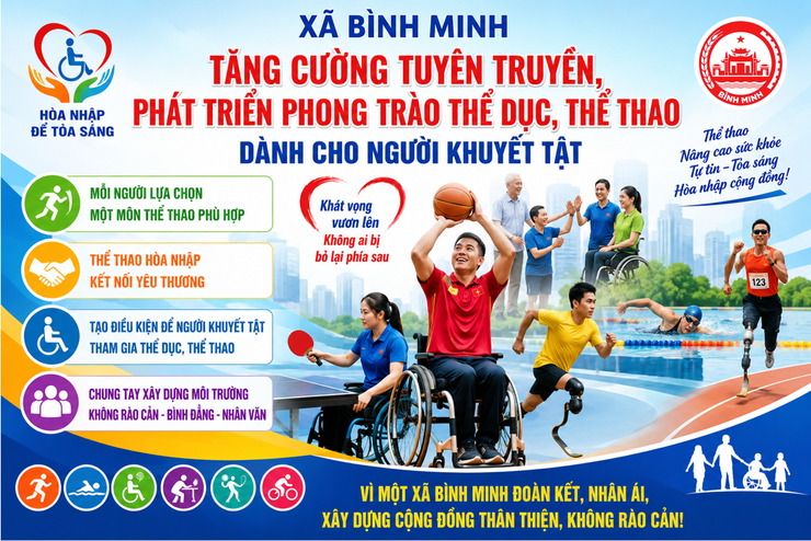 Xã Bình Minh tăng cường tuyên truyền, phát triển phong trào thể dục thể thao dành cho người khuyết tật- Ảnh 1.