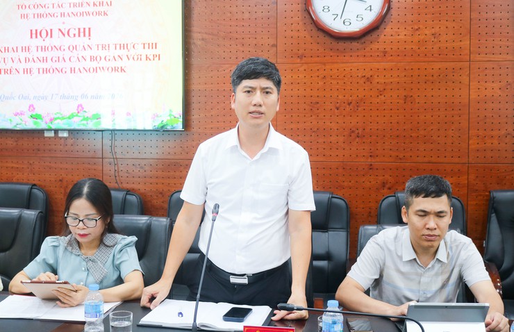 HỘI NGHỊ TRIỂN KHAI HỆ THỐNG QUẢN TRỊ THỰC THI NHIỆM VỤ VÀ ĐÁNH GIÁ CÁN BỘ GẮN VỚI KPI TRÊN HỆ THỐNG HANOIWORK- Ảnh 6.