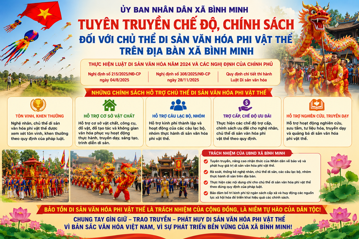XÃ BÌNH MINH - THỰC HIỆN HIỆU QUẢ CHÍNH SÁCH CỦA TRUNG ƯƠNG VỀ HỖ TRỢ CHỦ THỂ DI SẢN VĂN HÓA PHI VẬT THỂ- Ảnh 1.