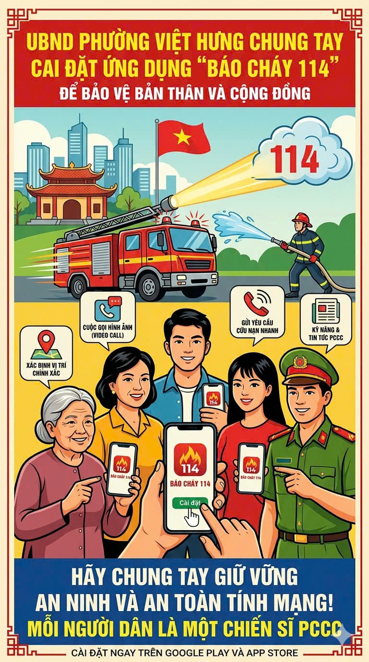 UBND phường Việt Hưng chung tay cài đặt ứng dụng "Báo cháy 114" để bảo vệ bản thân và cộng đồng- Ảnh 1.