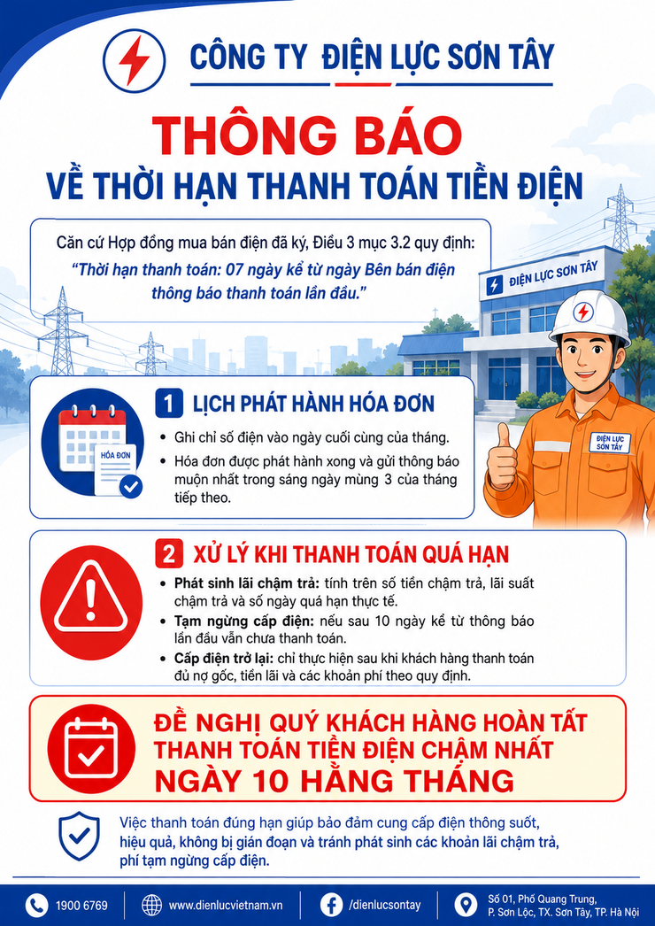 THANH TOÁN TIỀN ĐIỆN ĐÚNG HẠN, BẢO ĐẢM SỬ DỤNG ĐIỆN ỔN ĐỊNH- Ảnh 1.