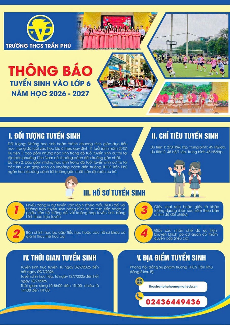 TRƯỜNG THCS TRẦN PHÚ TRIỂN KHAI CÔNG TÁC TUYỂN SINH LỚP 6 NĂM HỌC 2026 – 2027- Ảnh 1.