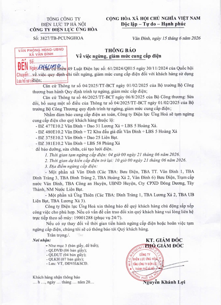 Thông báo về việc ngừng cung cấp điện- Ảnh 1.