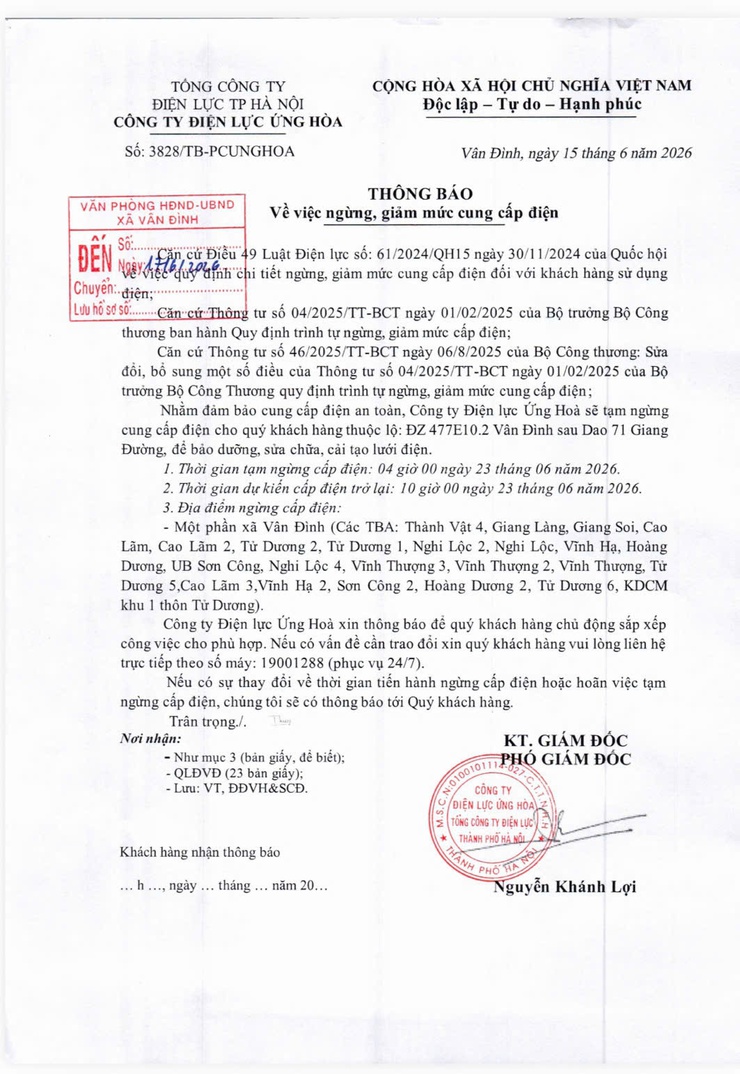 Thông báo về việc ngừng cung cấp điện- Ảnh 1.