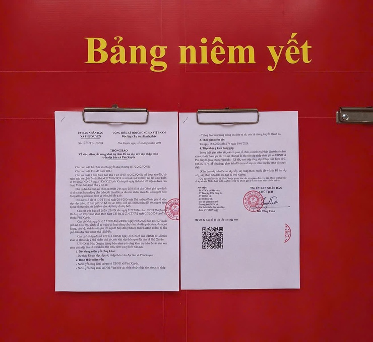 XÃ PHÚ XUYÊN NIÊM YẾT CÔNG KHAI DỰ THẢO ĐỀ ÁN SẮP XẾP, SÁP NHẬP THÔN TRÊN ĐỊA BÀN XÃ- Ảnh 1.