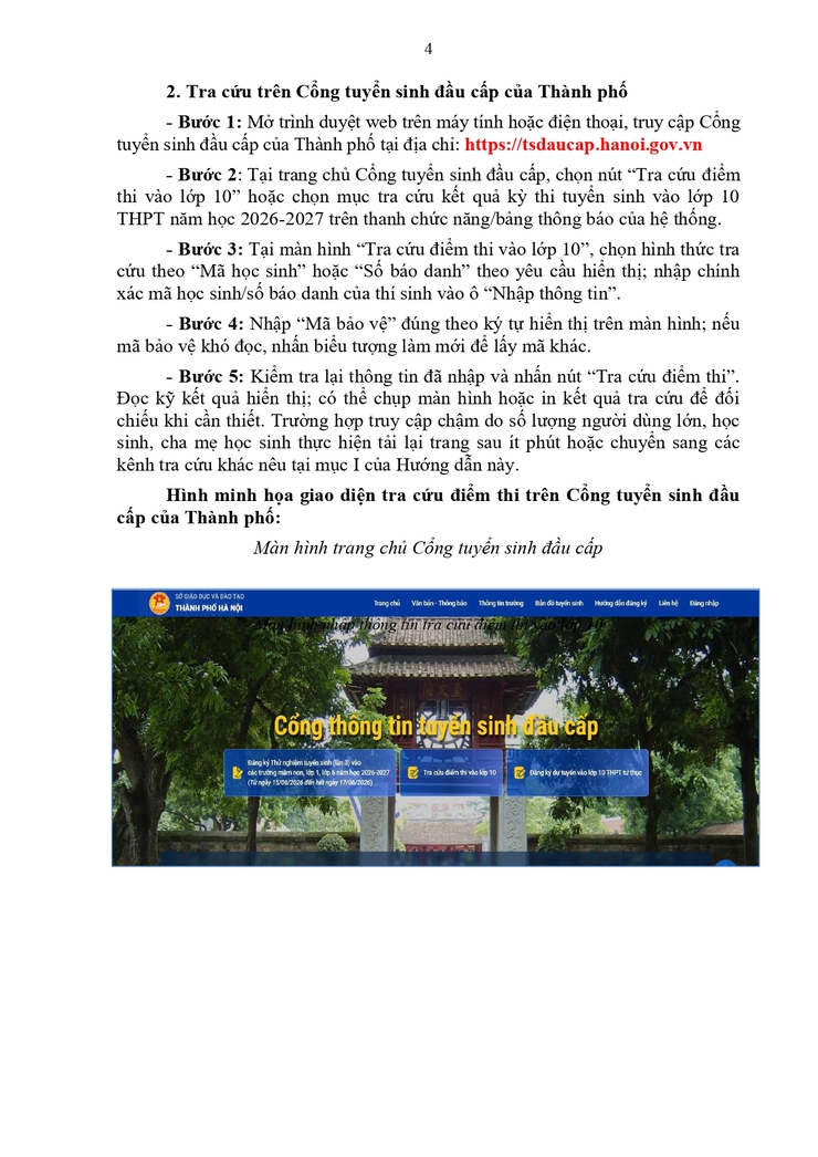 Hướng dẫn tra cứu điểm thi vào lớp 10 THPT năm học 2026-2027 trên địa bàn thành phố Hà Nội- Ảnh 6.