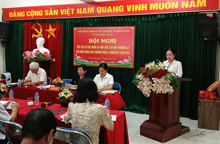 Phường Thanh Xuân đồng loạt tổ chức các Hội nghị tiếp xúc cử tri trước kỳ họp thứ 3 HĐND phường khóa II, nhiệm kỳ 2026-2031 trong ngày 17/6- Ảnh 1.