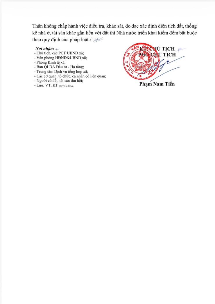 THÔNG BÁO THU HỒI ĐẤT
Để thực hiện dự án Nâng cấp, cải tạo đường Tỉnh lộ 428 từ KM0 đến KM6+585 (Tỉnh lộ 75 cũ) đoạn từ Quốc lộ 21B thị trấn Vân Đình đến cầu Quảng Tái, xã Trung Tú - Ảnh 4.