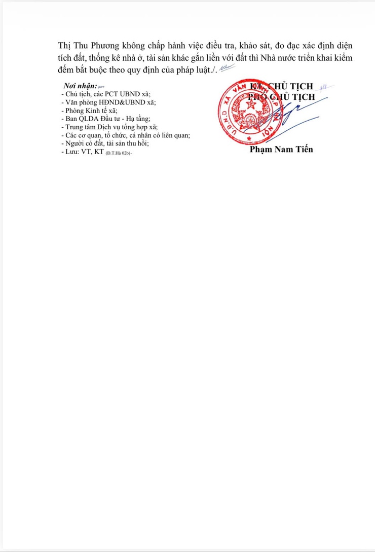 THÔNG BÁO THU HỒI ĐẤT
Để thực hiện dự án Nâng cấp, cải tạo đường Tỉnh lộ 428 từ KM0 đến KM6+585 (Tỉnh lộ 75 cũ) đoạn từ Quốc lộ 21B thị trấn Vân Đình đến cầu Quảng Tái, xã Trung Tú - Ảnh 4.
