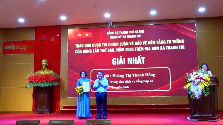 Thanh Trì trao giải Cuộc thi chính luận bảo vệ nền tảng tư tưởng của Đảng năm 2026- Ảnh 2.