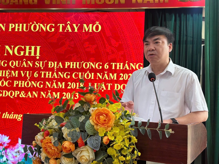 Phường Tây Mỗ sơ kết công tác quân sự, quốc phòng 6 tháng đầu năm 2026 và tổng kết thi hành các luật về quốc phòng, an ninh- Ảnh 2.
