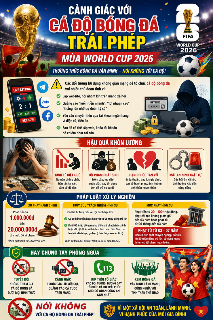 Cảnh giác với cá độ bóng đá trái phép mùa World Cup 2026- Ảnh 1.
